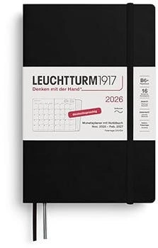 Leuchtturm1917 Monatsplaner & Notizbuch 2026 Paperback B6+ Softcover Schwarz