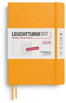 Leuchtturm1917 Wochenkalender & Notizbuch 1 Woche auf 1 Seite 2026 Medium A5 Hardcover Rising Sun, liniert