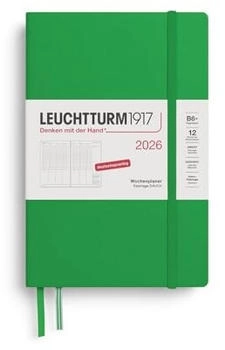 Leuchtturm1917 Wochenplaner 1 Woche auf 2 Seiten 2026 Paperback B6+ Hardcover Spring Leaf