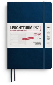 Leuchtturm1917 Wochenkalender & Notizbuch 1 Woche auf 1 Seite 2026 Paperback B6+ Softcover Deep Sea, liniert
