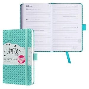 sigel Taschenkalender Jolie Flair 2026 Kunstleder türkis DIN A6