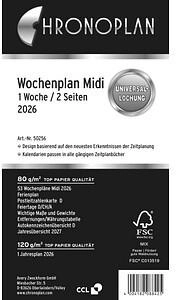 Chronoplan Wochenplan 2026 1 Woche/2 Seiten Midi Zahlen