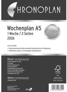 Chronoplan Wochenplan 2026 1 Woche/2 Seiten A5 Spalten
