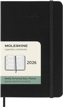 Moleskine Agenda Classic Pocket 2026 Horizontaler Liner, Hardcover, 12 Monate, Schwarz