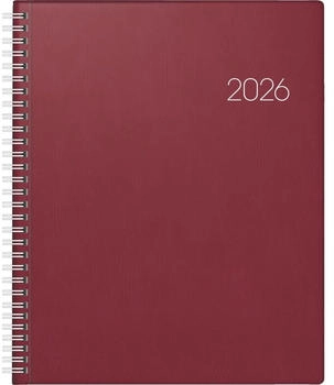 Brunnen Buchkalender Mod. Manager Wt 7 weektimer 2026 | 210×260 mm, Kunststoff, weinrot (1076101296)