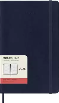Moleskine 12 Monate Tageskalender 2026 Large/A5 1 Tag/1 Seite, Weicher Einband, Saphir / Taschenbuch