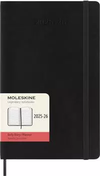 Moleskine 18 Monate Tagesnotizkalender 2025/2026 L/A5 1 Tag/1 Seite, Weicher Einband, Schwarz / Taschenbuch