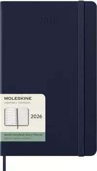 Moleskine 12 Monate Wochen Notizkalender 2026 Large/A5 1 Woche/1 Seite, rechts linierte Seite, Fester Einband, Saphir / Buch