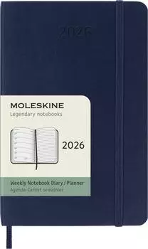 Moleskine 12 Monate Wochen Notizkalender 2026 Pocket/A6 1 Woche/1 Seite, rechts linierte Seite, Weicher Einband, Saphir / Taschenbuch