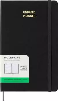 Moleskine Undatierter Wochen Notizkalender L/A5 1 Woche/1 Seite, rechts linierte Seite, Fester Einband, mit Textprägung gold Schwarz / Buch