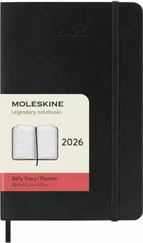 Moleskine 12 Monate Tagesnotizkalender 2026 P/A6 1 Tag/1 Seite, Weicher Einband, Schwarz / Taschenbuch