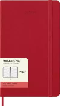Moleskine 12 Monate Tageskalender 2026 Large/A5 1 Tag/1 Seite, Fester Einband, Scharlachrot / Buch