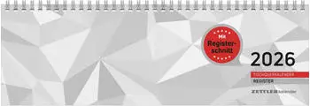 Zettler Tischquerkalender 166 32x10,5cm 1 Woche/2 Seiten Register 2026