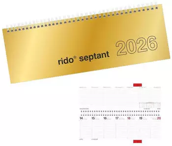 Rido Schreibtischquerkalender Septant 30,5x10,5cm 1 Woche/2 Seiten Chromolux gold 2026