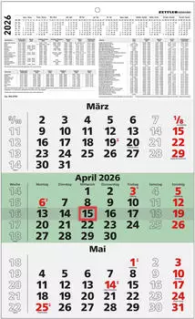 Zettler Dreimonatskalender 956 29,5x49cm Recycling 2026