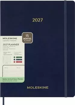 Moleskine Essential Wochenkalender 2026/2027 vertikal, XXL, saphirblau