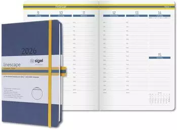 sigel Linescape Wochenkalender 2026 A5, Hardcover, blau/gelb (L2606)