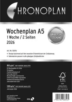 Chronoplan Wochenplan A5 1 Woche/2 Seiten horizontal (50576)