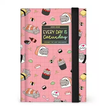 Legami Sushi Cat Foto-Tageskalender 2025-2026, 16 Monate, Small, 9,5x13,5cm