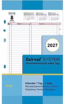 bind B-5503 Kalendereinlage 2027 A5, Tagesplaner 1T=1S (B550327)