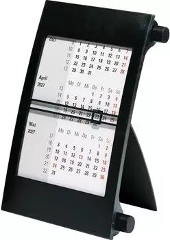 Brunnen 3-Monats-Tischkalender 2027 mit Drehmechanik, schwarz, 90×120mm (7038000907)