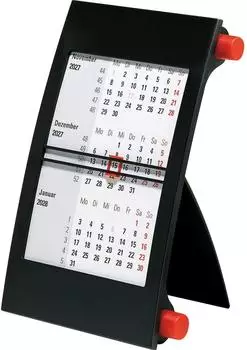Brunnen 3-Monats-Tischkalender 2027, 90×120mm, rot/schwarz (7038000207)