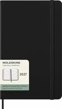 Moleskine Horizontaler Wochenkalender 2027, 12 Monate, Hardcover, Large 13x21cm, schwarz