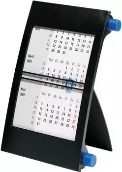 Brunnen 3-Monats-Tischkalender 2027 mit Drehmechanik, 90×120mm, blau/schwarz (7038000307)