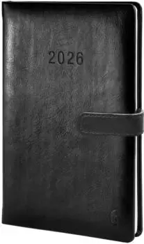 Chronoplan Buchkalender 2026 A5 Wochenplaner, schwarz, Hardcover Lederimitat (50806)