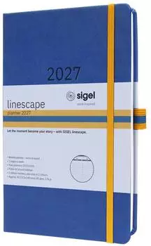 sigel Linescape Wochenkalender 2027 A5, Hardcover, blau/gelb (L2702)