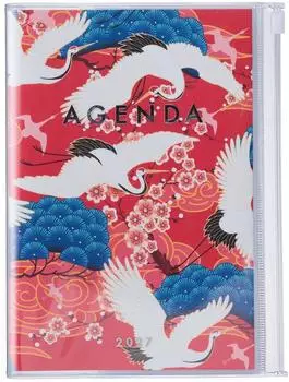 Mark's Europe 2026/27 Diary B6 Japan Birds, rot (Birds Red)