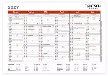 Trötsch Wandtafelplaner A5 2027 | DIN A5