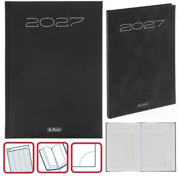 Herlitz Buchkalender Sidney 2027 A5 1 Woche = 2 Seiten schwarz