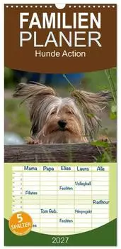 Calvendo Familienplaner 2027 "Hunde Action" 5 Spalten, Wandkalender 21x45cm