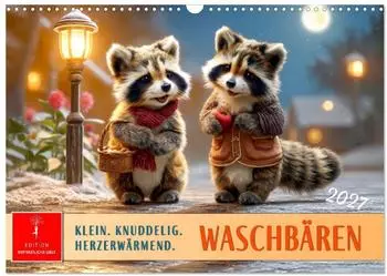 Calvendo Waschb&auml;ren &ndash; Wandkalender 2027, Monatskalender DIN A3 quer