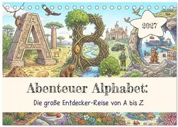 Calvendo Abenteuer Alphabet: Die gro&szlig;e Entdecker-Reise von A bis Z Tischkalender 2027 DIN A5 quer