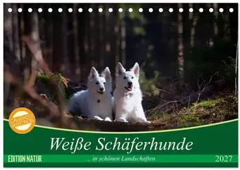 Calvendo Wei&szlig;e Sch&auml;ferhunde in sch&ouml;nen Landschaften Tischkalender 2027 DIN A5 quer