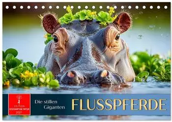 Calvendo Tischkalender 2027 "Flusspferde - die stillen Giganten" DIN A5 quer
