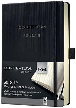 sigel Wochenkalender CONCEPTUM® 2018/2019 Pure Hardcover A6 black