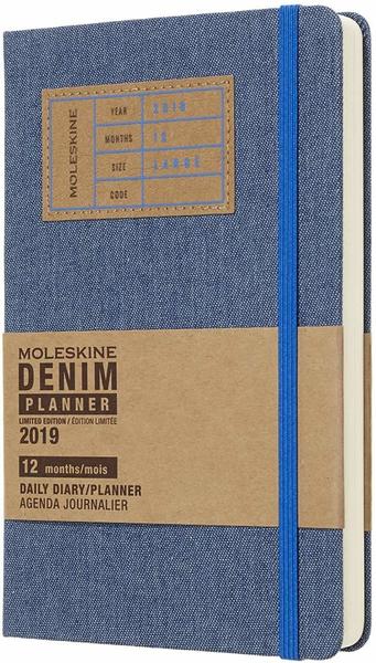 Moleskine 12 Monate Tageskalender Hardcover Large 2019 Denim blau