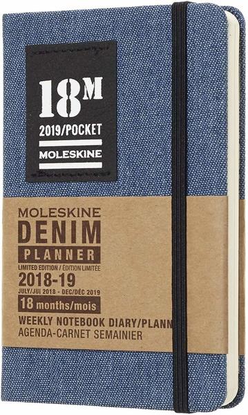 Moleskine 18 Monate Wochen-Notizkalender 2018/2019 Hardcover Pocket Denim blau