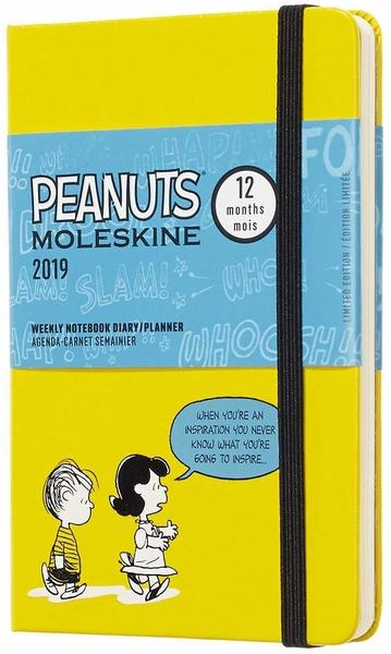 Moleskine 12 Monate Wochen-Notizkalender 2019 Hardcover Pocket Peanuts gelb