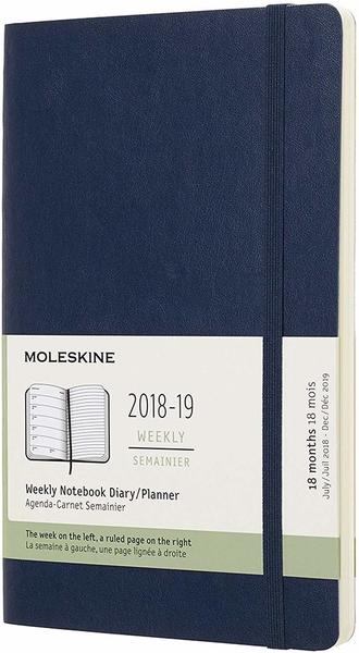 Moleskine 18 Monate Wochen-Notizkalender 2018/2019 Softcover Large saphir