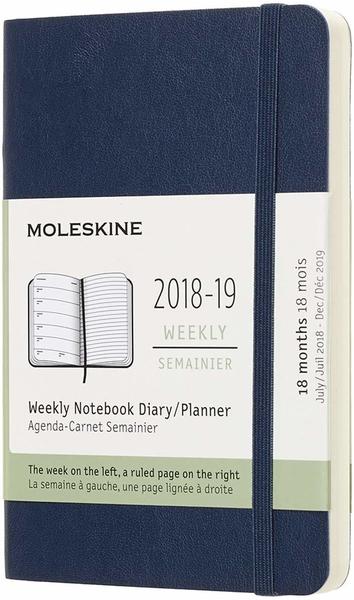 Moleskine 18 Monate Wochen-Notizkalender 2018/2019 Softcover Pocket saphir