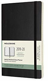 Moleskine 18 Monate Wochen-Notizkalender Softcover Large 2019/2020 schwarz