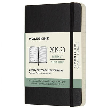 Moleskine 18 Monate Wochen-Notizkalender 2019/2020 Softcover Pocket schwarz