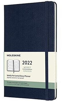 Moleskine 12 Monate Wochenkalender horizontal A5 Softcover Large 2022 saphirblau