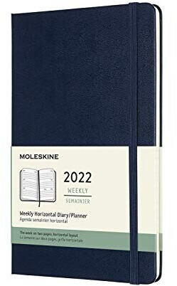Moleskine 12 Monate Wochenkalender horizontal A5 Softcover Large 2022 saphirblau