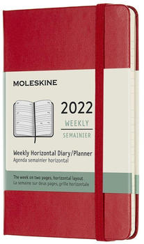 Moleskine 12 Monate Wochenkalender Horizontal A6 Hardcover 2022 scharlachrot