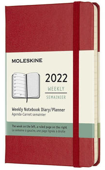 Moleskine Wochen-Notizkalender A6 rechts linierte Seite 2022 scharlachrot